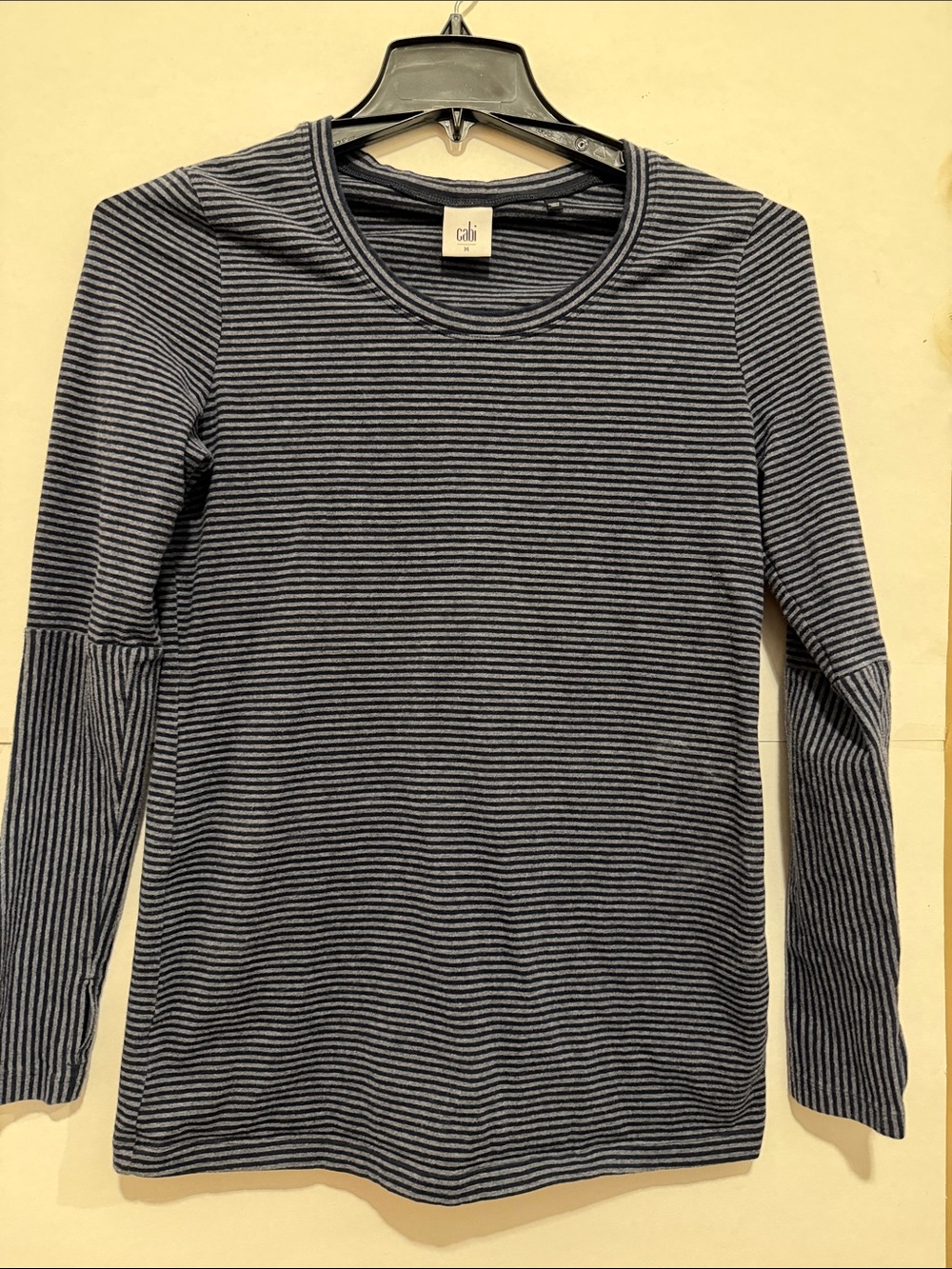 CAbi Navy and Gray Striped Long Sleeve Tee medium